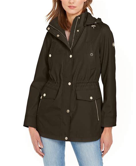 michael michael kors women's quilted collared jacket with signature lining|Michael Kors anorak jacket women.